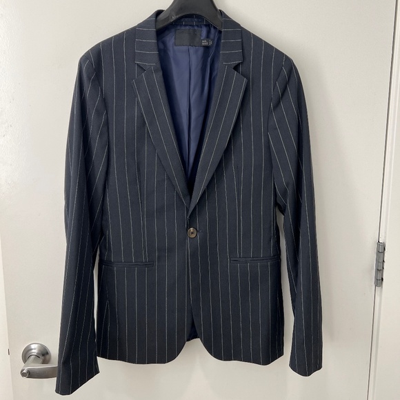 Navy Pin Stripe Skinny Suit - ASOS - Picture 1 of 5